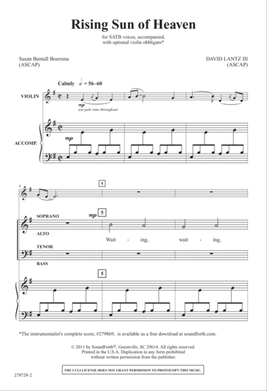 Rising Sun of Heaven (Digital Download) 4-Part scores gallery preview page 2