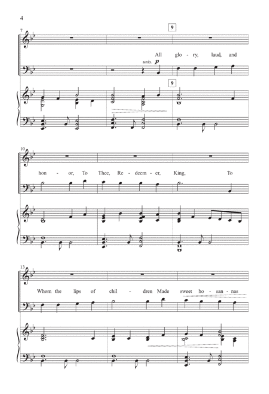 All Glory, Laud, and Honor 4-Part scores gallery preview page 4