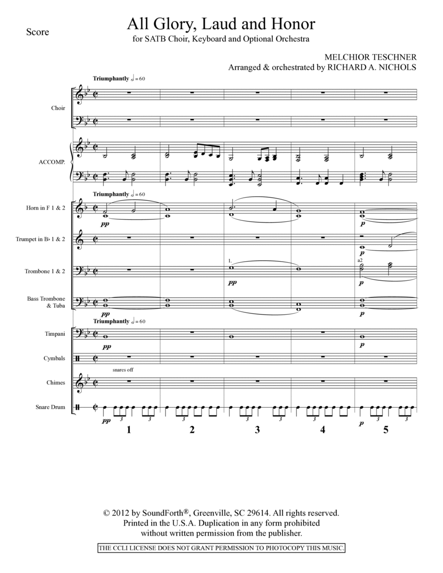 All Glory, Laud, and Honor - Brass and Percussion Score and Parts Conductor Score scores gallery preview page 1