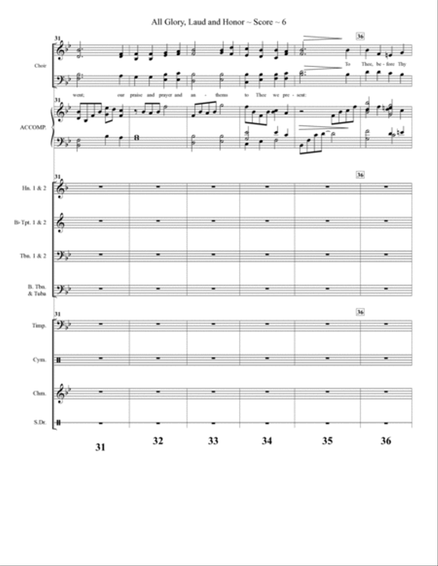 All Glory, Laud, and Honor - Brass and Percussion Score and Parts Conductor Score scores gallery preview page 6