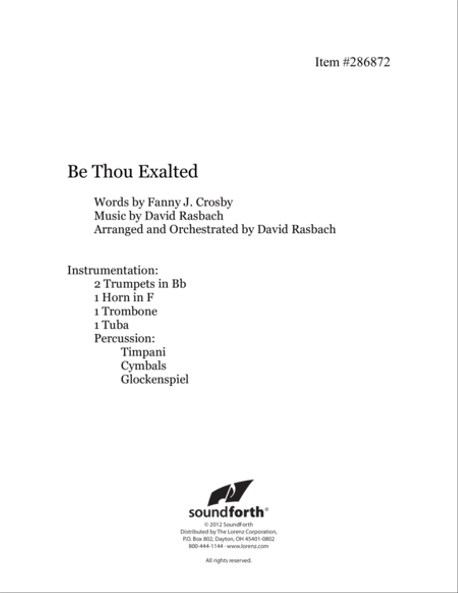 Be Thou Exalted - Brass and Percussion Score and Parts Horn scores gallery preview page 1