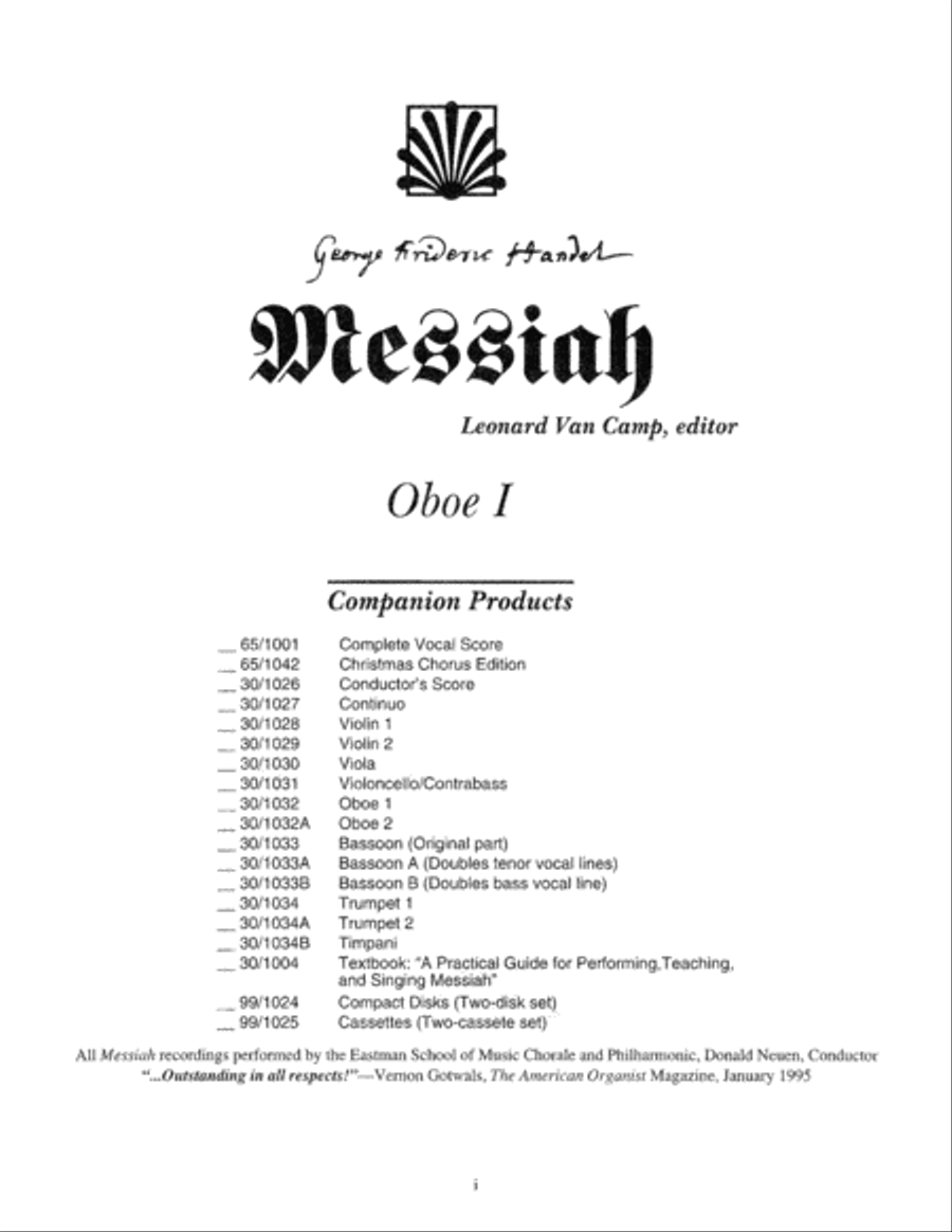 Messiah - Oboe I Oboe Solo scores gallery preview page 3