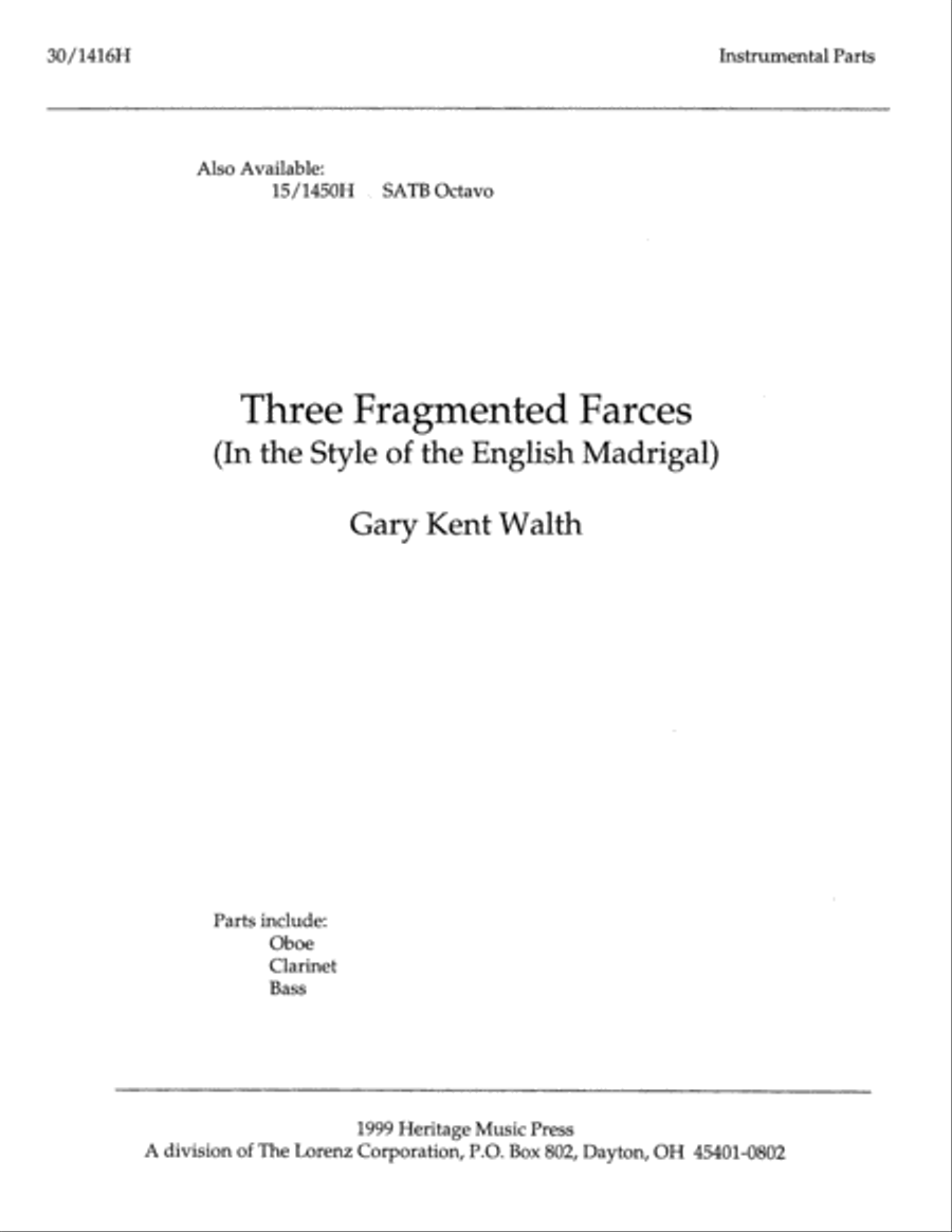 Three Fragmented Farces - Inst Pts Choir scores gallery preview page 2