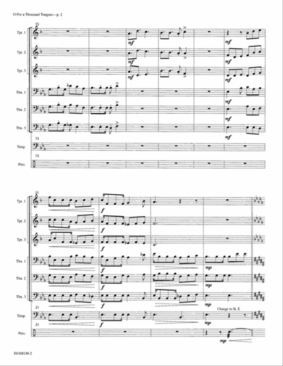 O For a Thousand Tongues to Sing! - Brass/Perc Score Trombone scores gallery preview page 3