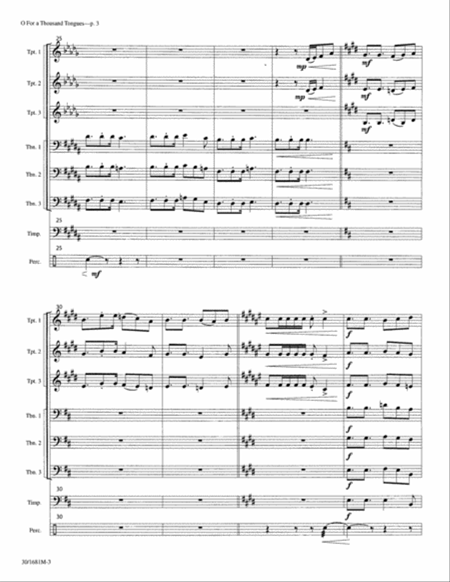 O For a Thousand Tongues to Sing! - Brass/Perc Score Trombone scores gallery preview page 4