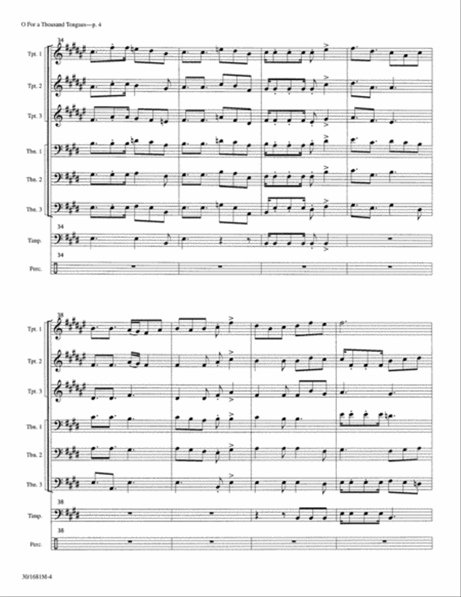 O For a Thousand Tongues to Sing! - Brass/Perc Score Trombone scores gallery preview page 5