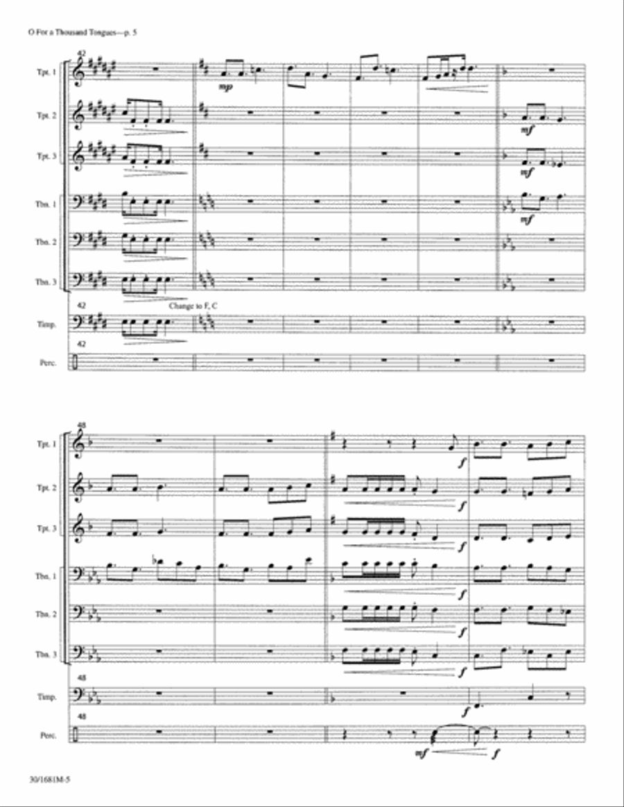 O For a Thousand Tongues to Sing! - Brass/Perc Score Trombone scores gallery preview page 6