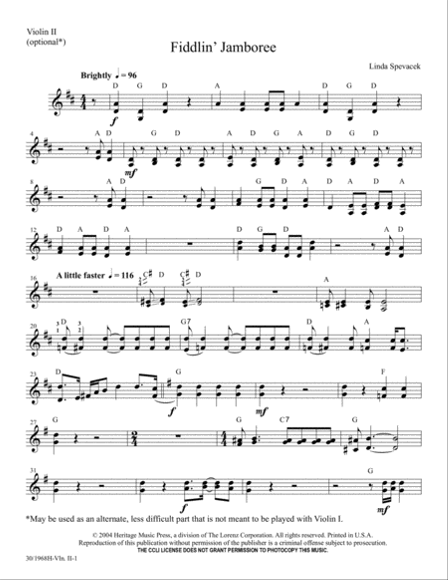 Fiddlin' Jamboree - Fiddle Parts Choir scores gallery preview page 2