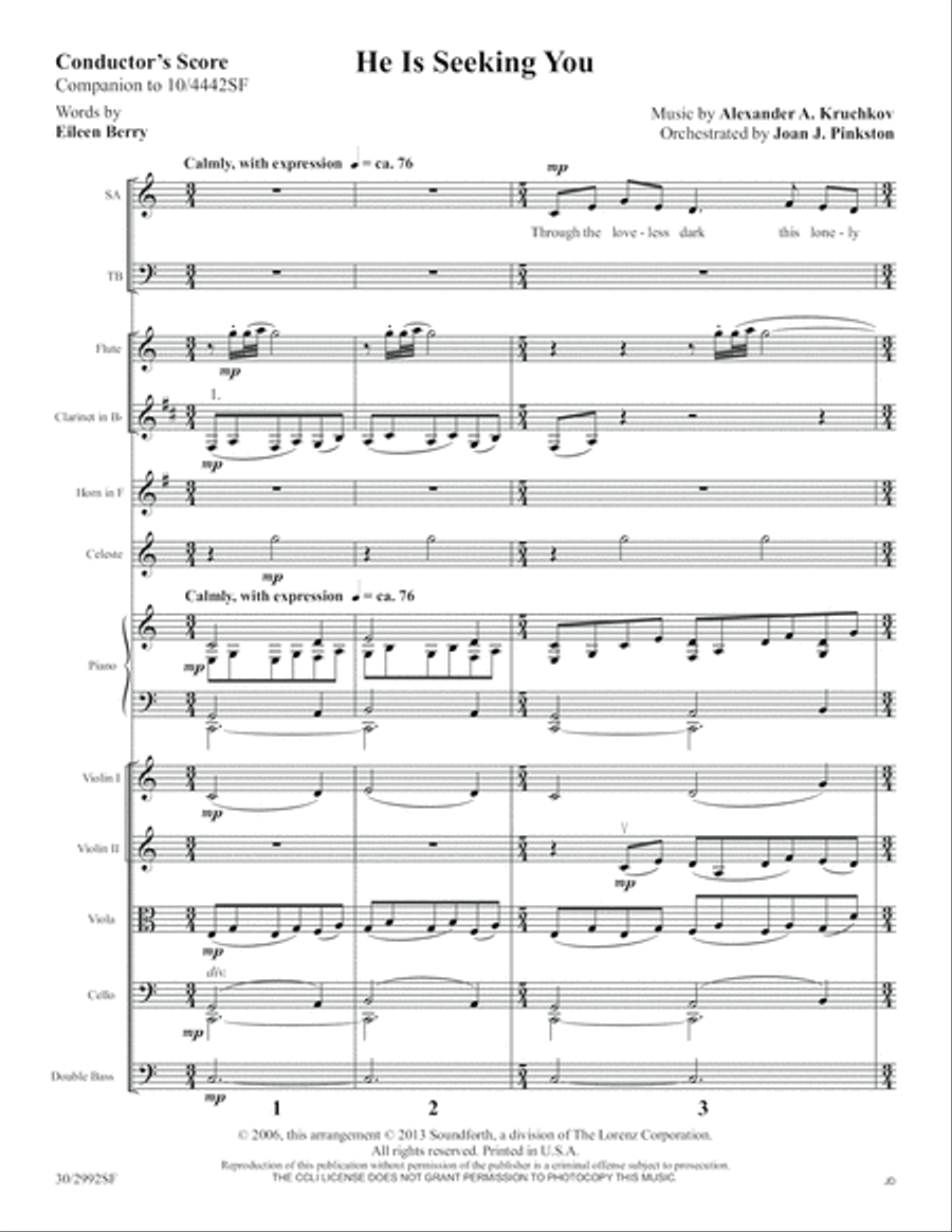 He Is Seeking You - Instrumental Ensemble Score and Parts Set of Parts scores gallery preview page 3