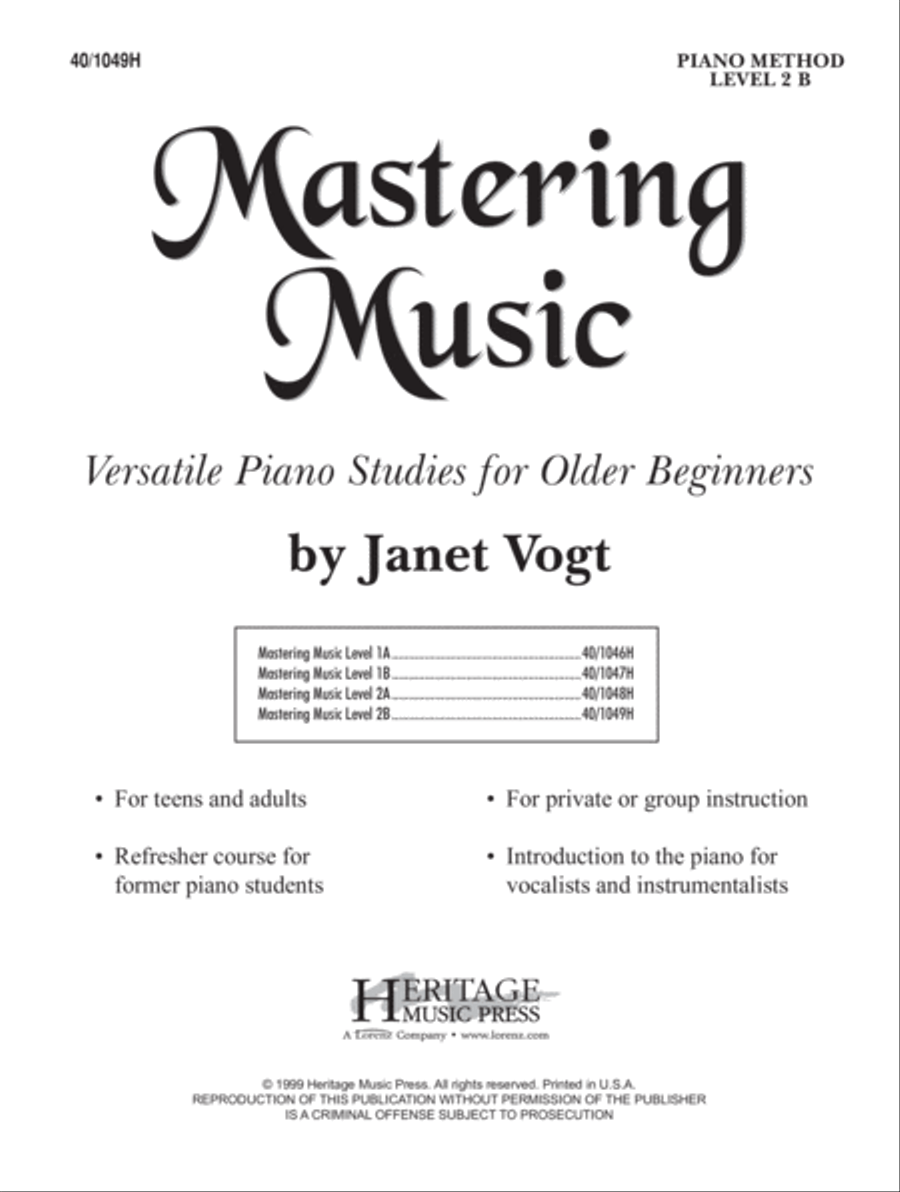 Mastering Music Level 2B (Digital Download) Piano Method scores gallery preview page 1
