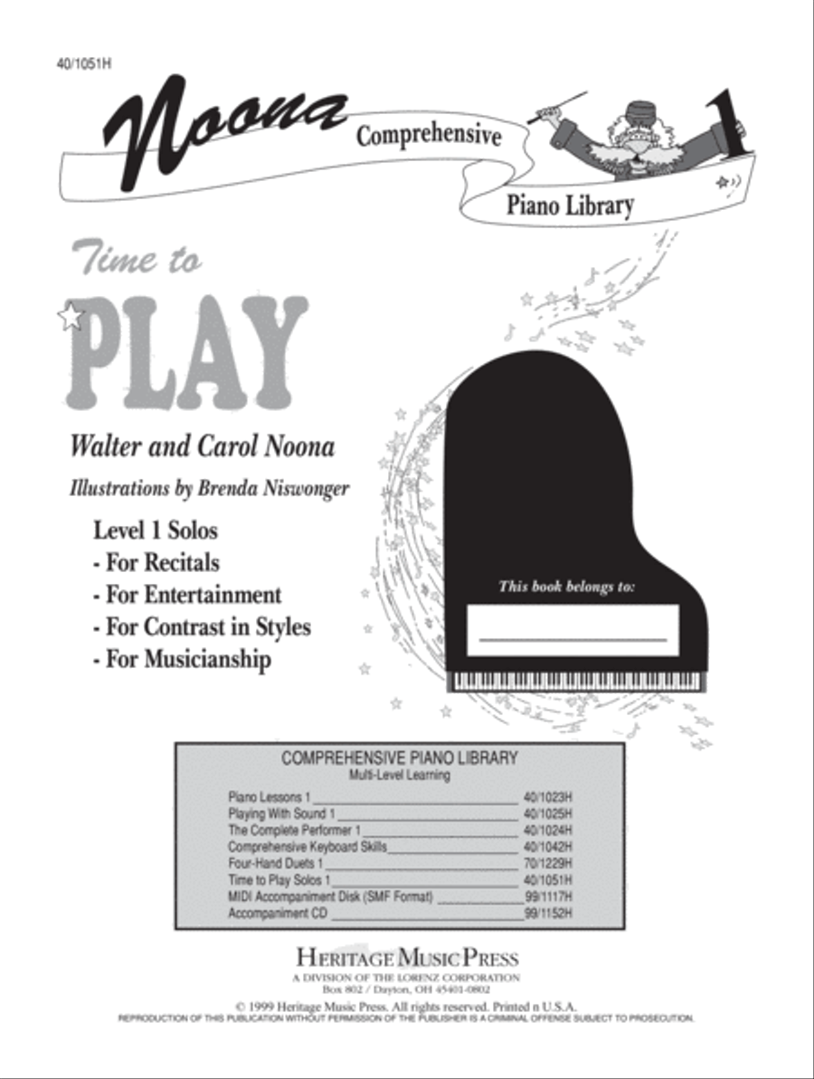 Time to Play - Level 1 (Digital Download) Easy Piano scores gallery preview page 1