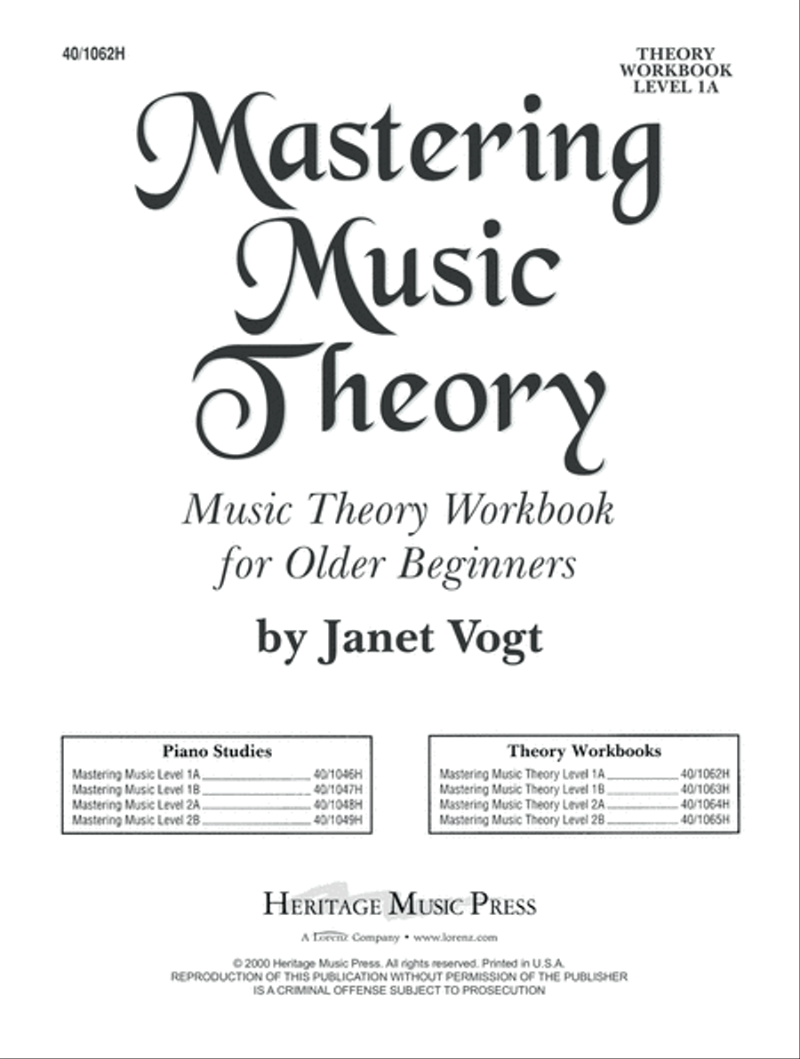Mastering Music Theory Level 1A (Digital Download) Piano Method scores gallery preview page 1