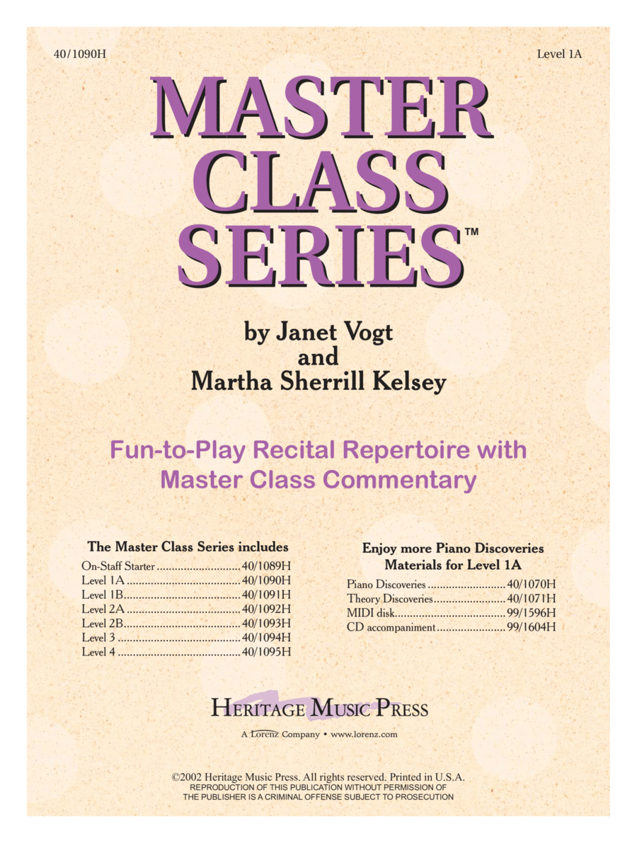 Master Class Series - Level 1A (Digital Download) Piano Method scores gallery preview page 1