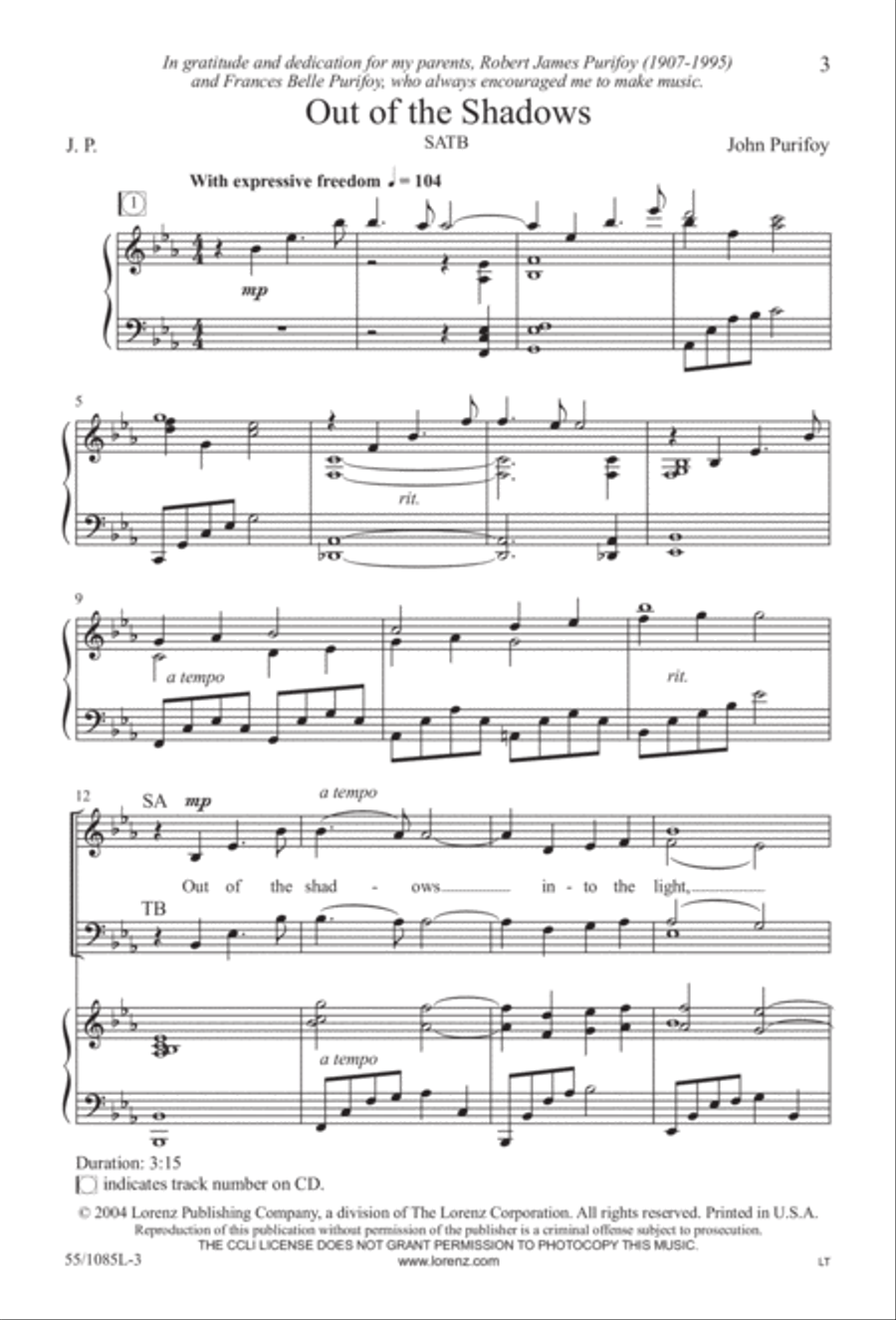Out of the Shadows (Digital Download) 4-Part scores gallery preview page 3
