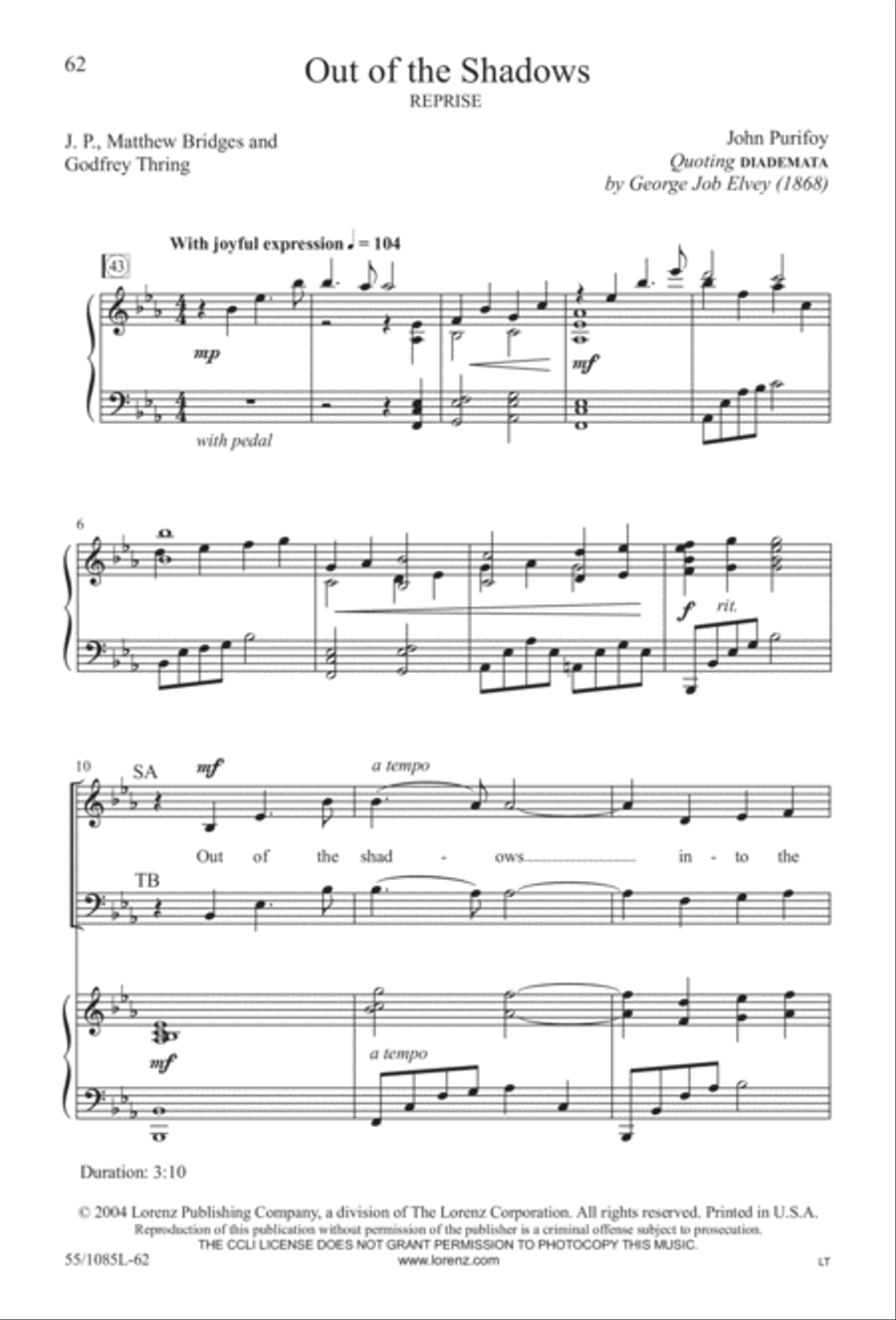 Out of the Shadows (Digital Download) 4-Part scores gallery preview page 62