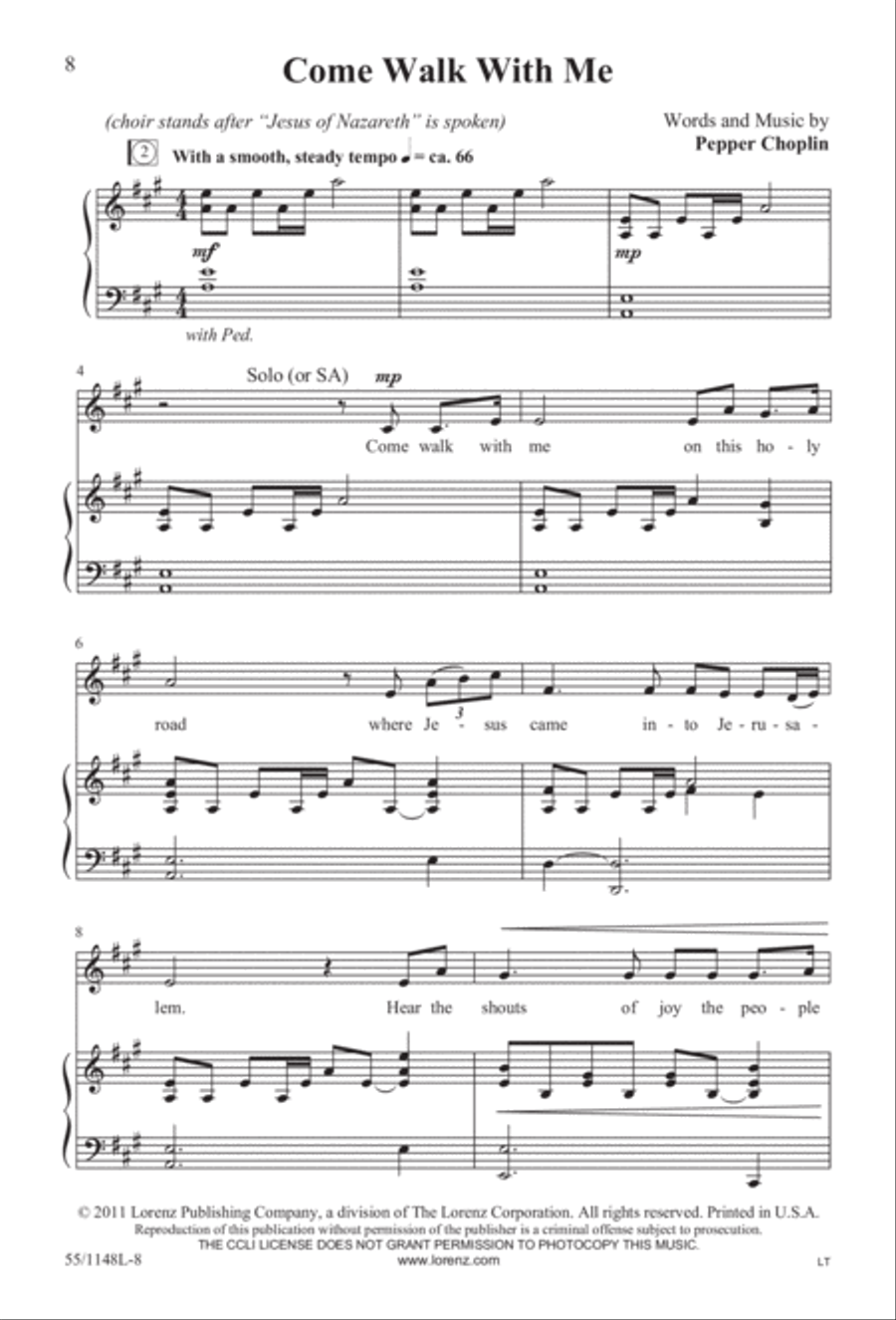 Come Walk With Me (Digital Download) 4-Part scores gallery preview page 8