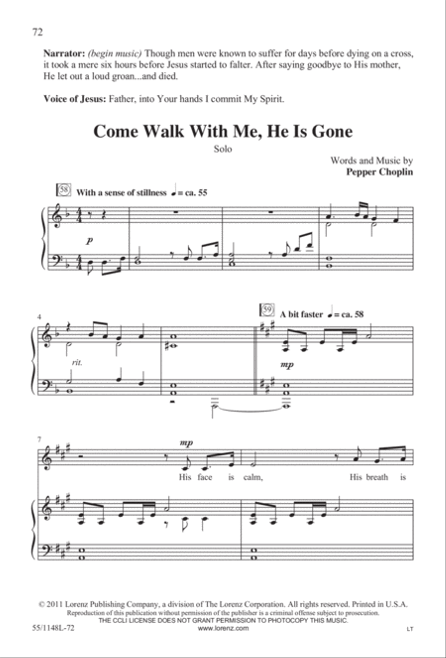 Come Walk With Me (Digital Download) 4-Part scores gallery preview page 72