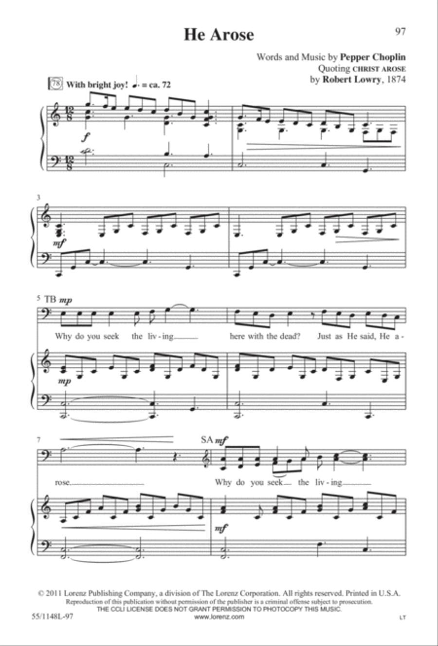 Come Walk With Me (Digital Download) 4-Part scores gallery preview page 97