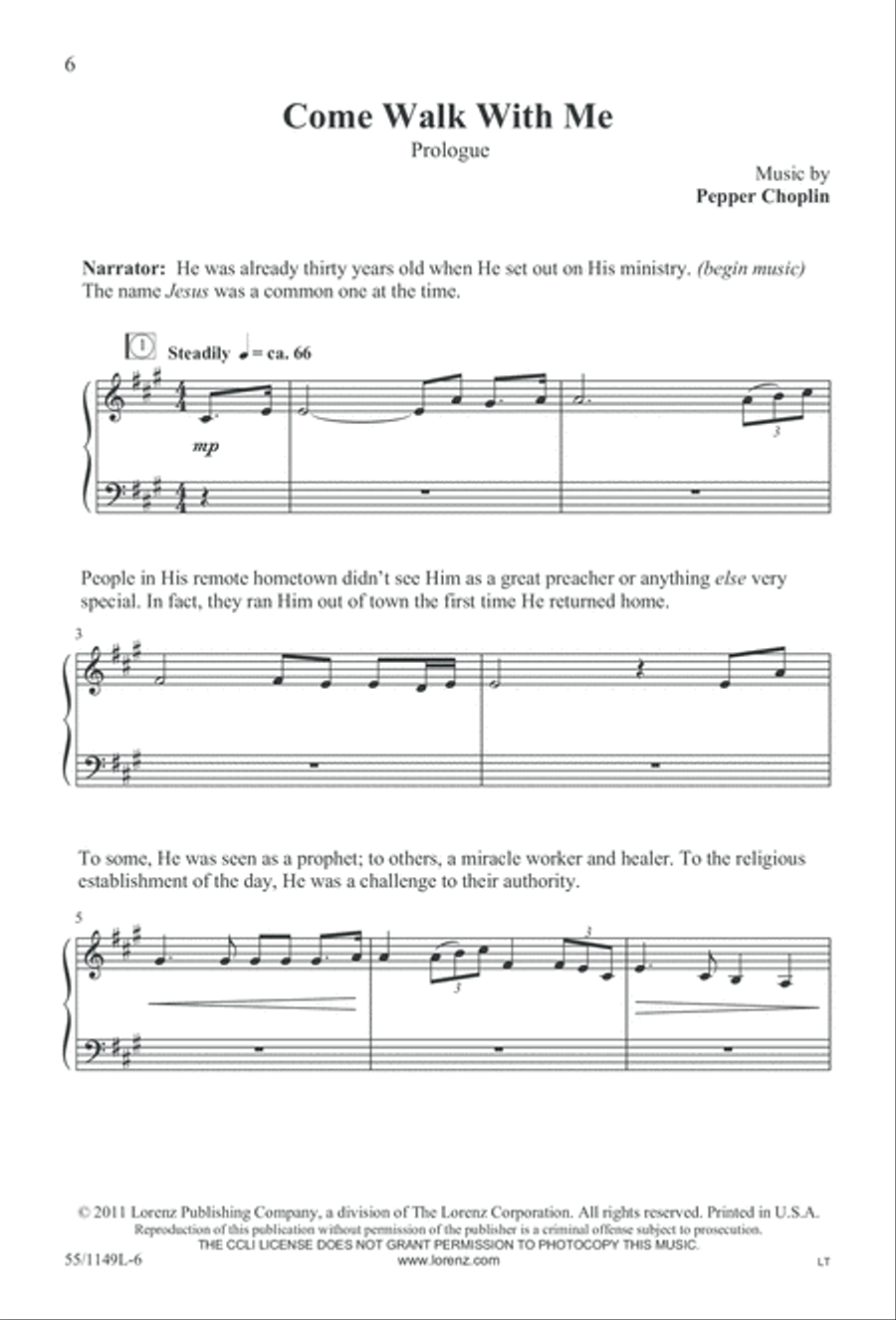 Come Walk With Me (Digital Download) 3-Part scores gallery preview page 6