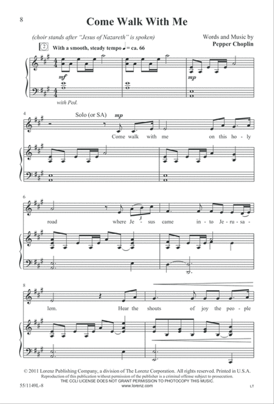 Come Walk With Me (Digital Download) 3-Part scores gallery preview page 8