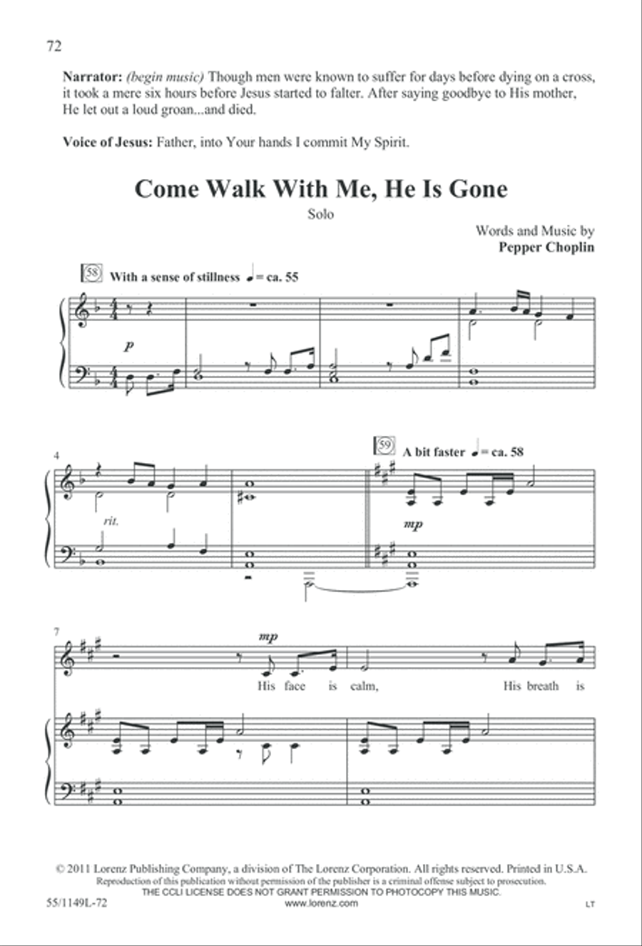 Come Walk With Me (Digital Download) 3-Part scores gallery preview page 72