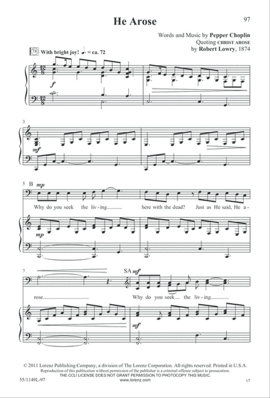 Come Walk With Me (Digital Download) 3-Part scores gallery preview page 97