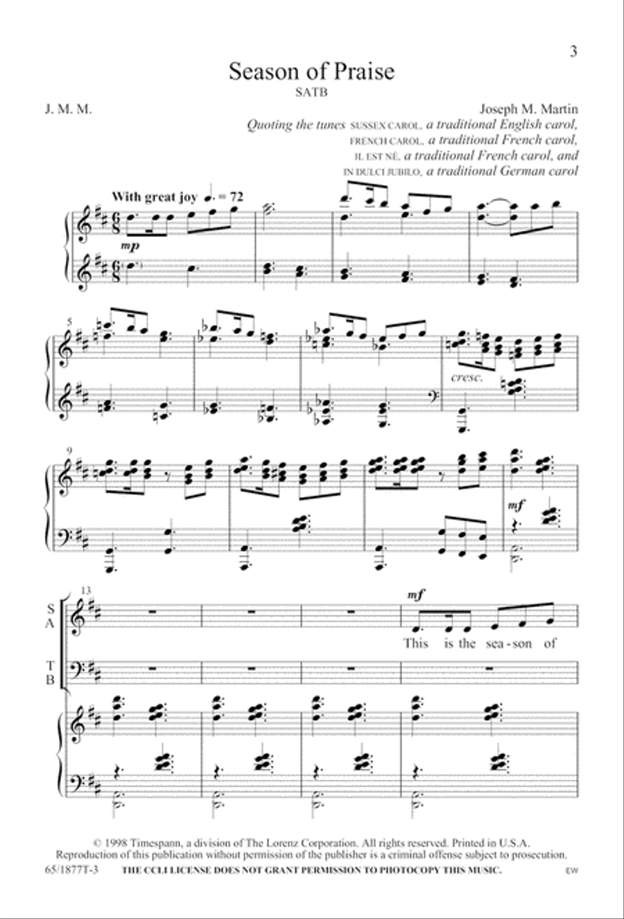 Season of Praise (Digital Download) 4-Part scores gallery preview page 3