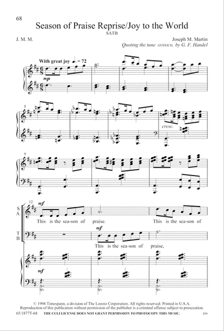 Season of Praise (Digital Download) 4-Part scores gallery preview page 68