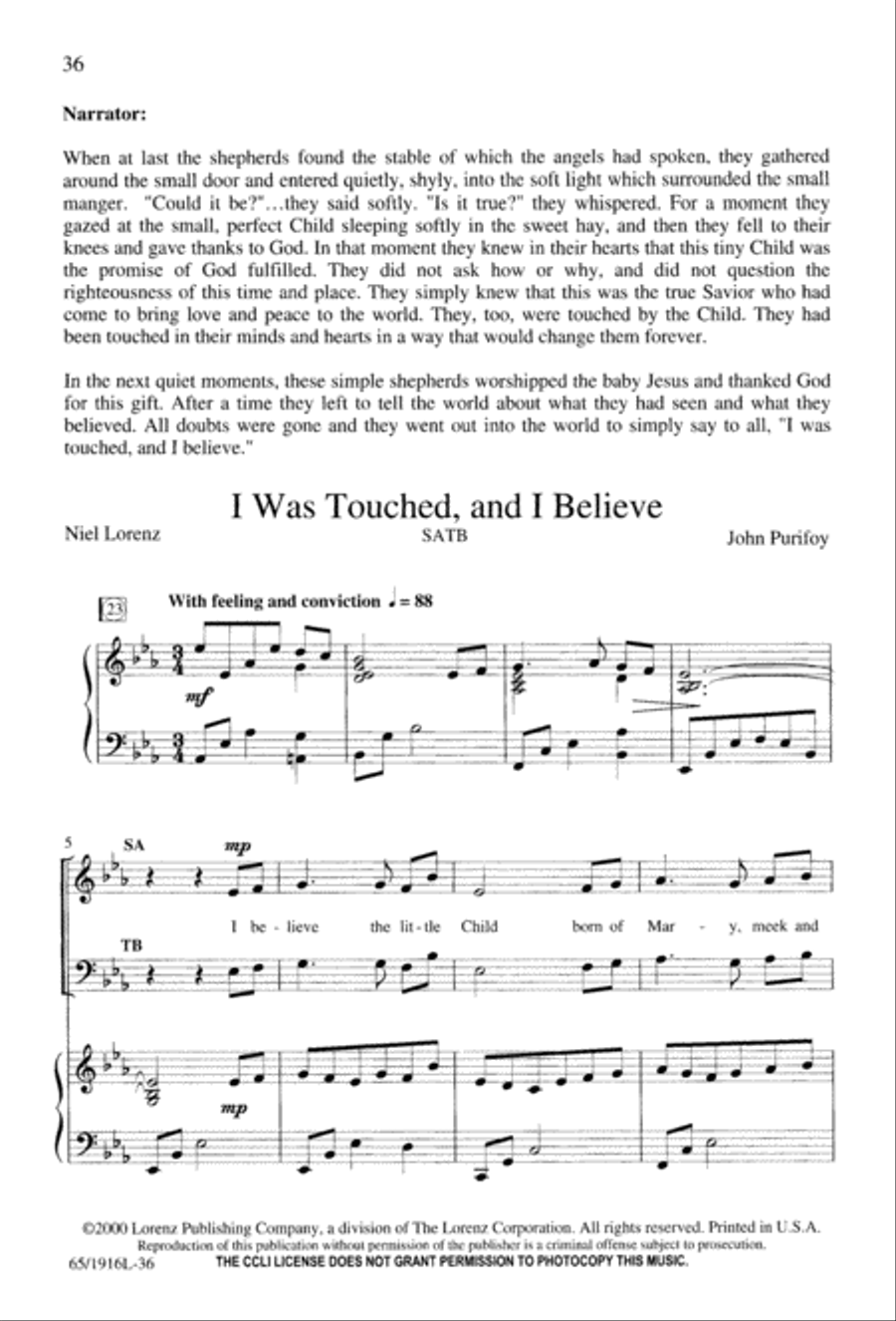 Touched by a Child, Touched by a King (Digital Download) 4-Part scores gallery preview page 36