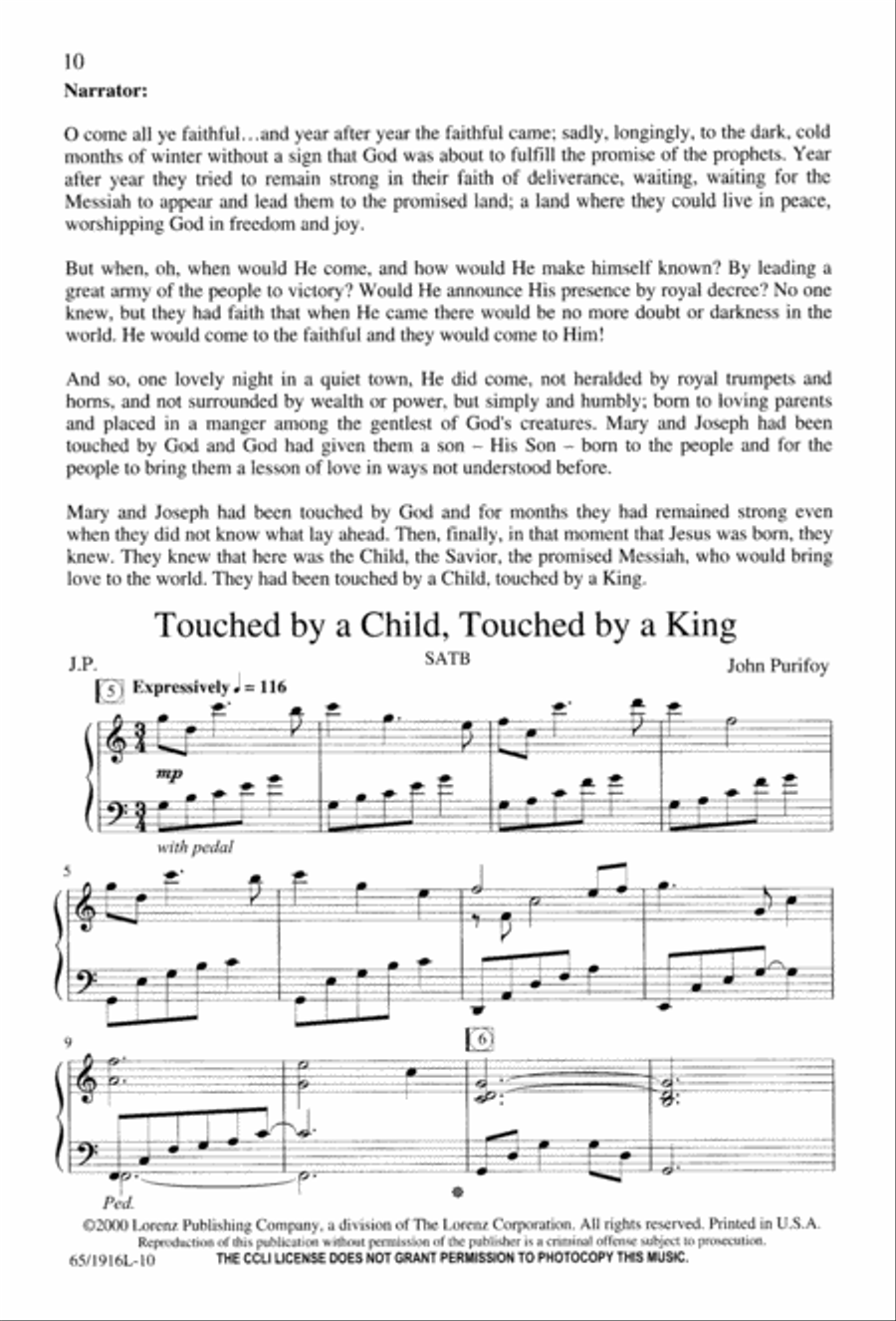 Touched by a Child, Touched by a King (Digital Download) 4-Part scores gallery preview page 10