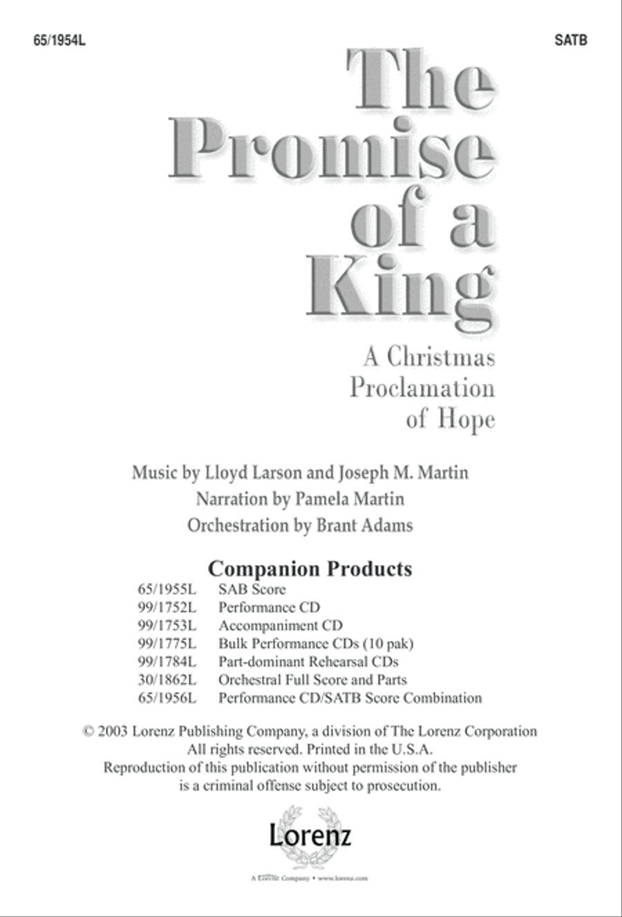 The Promise of a King (Digital Download) 4-Part scores gallery preview page 3
