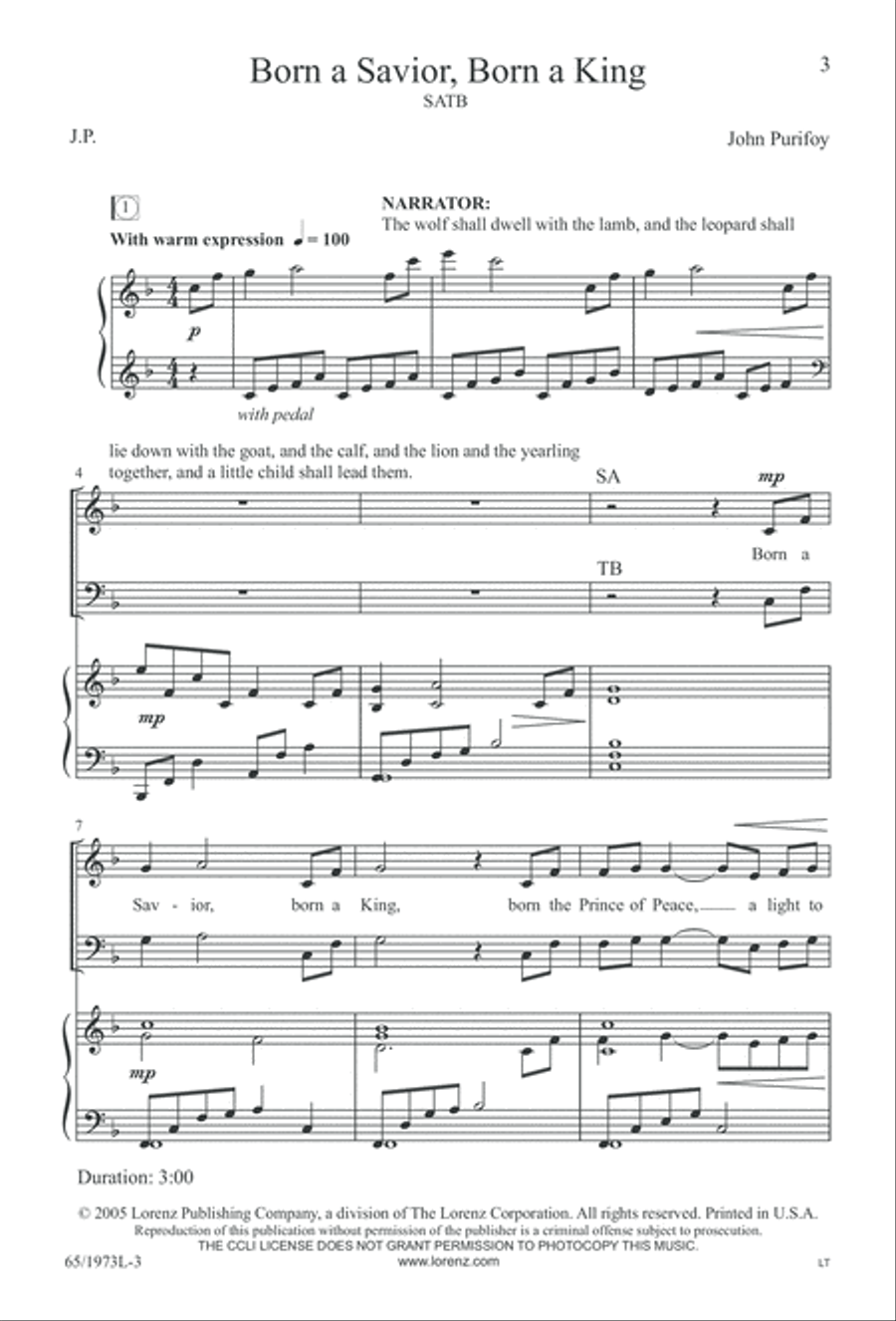 Born a Savior, Born a King (Digital Download) 4-Part scores gallery preview page 3