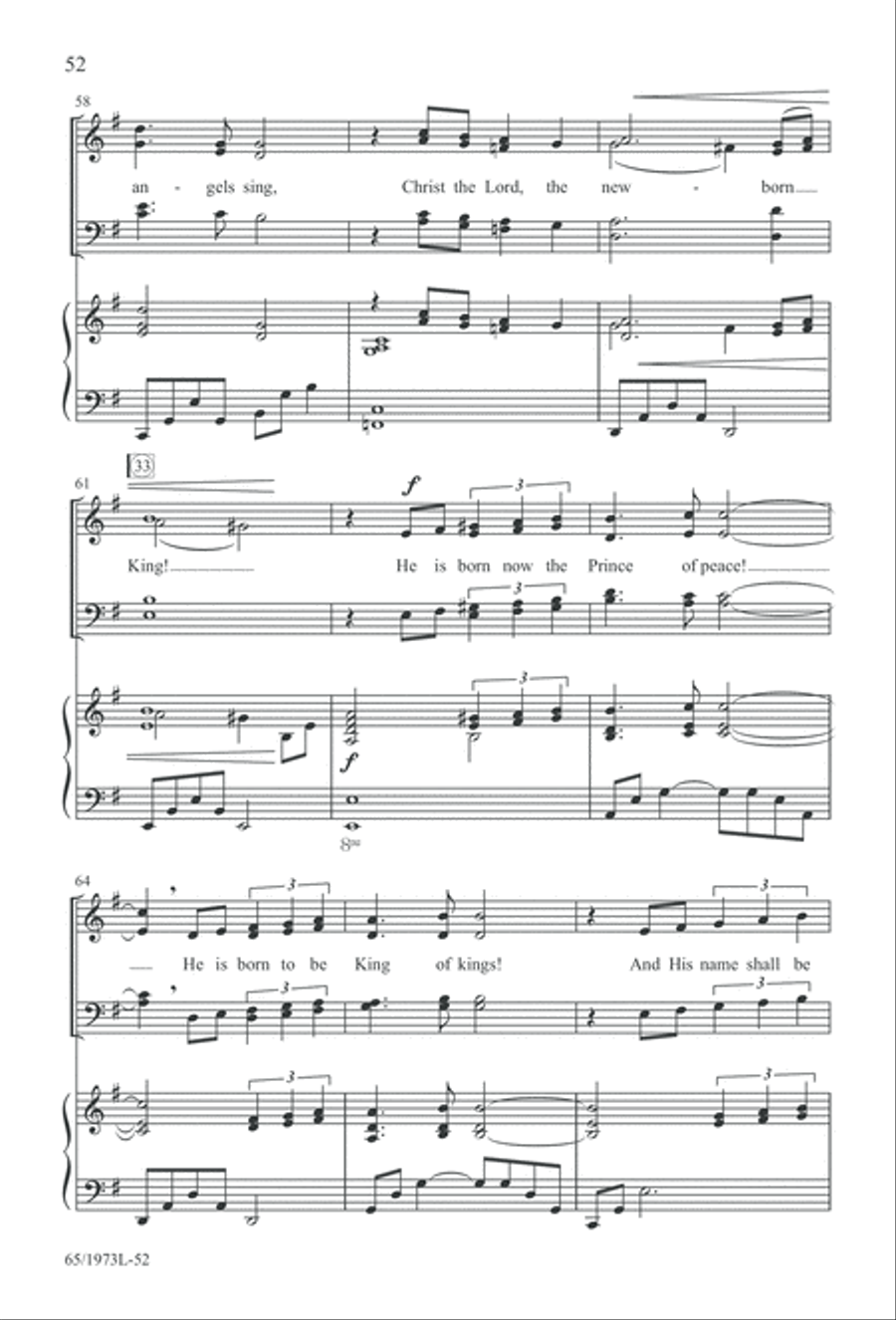 Born a Savior, Born a King (Digital Download) 4-Part scores gallery preview page 52