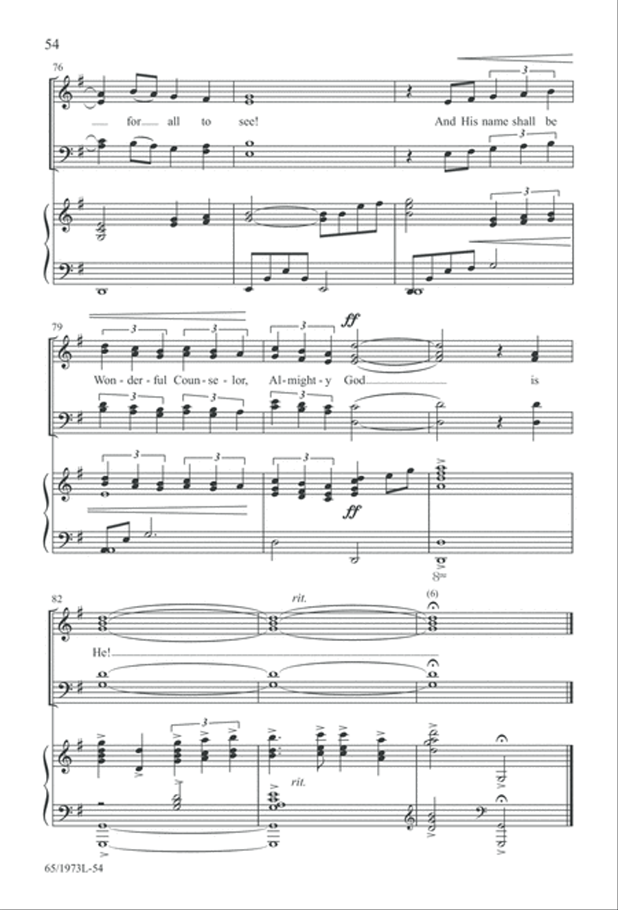 Born a Savior, Born a King (Digital Download) 4-Part scores gallery preview page 54