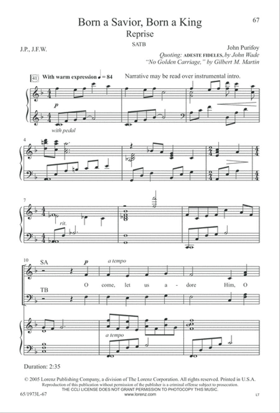 Born a Savior, Born a King (Digital Download) 4-Part scores gallery preview page 67