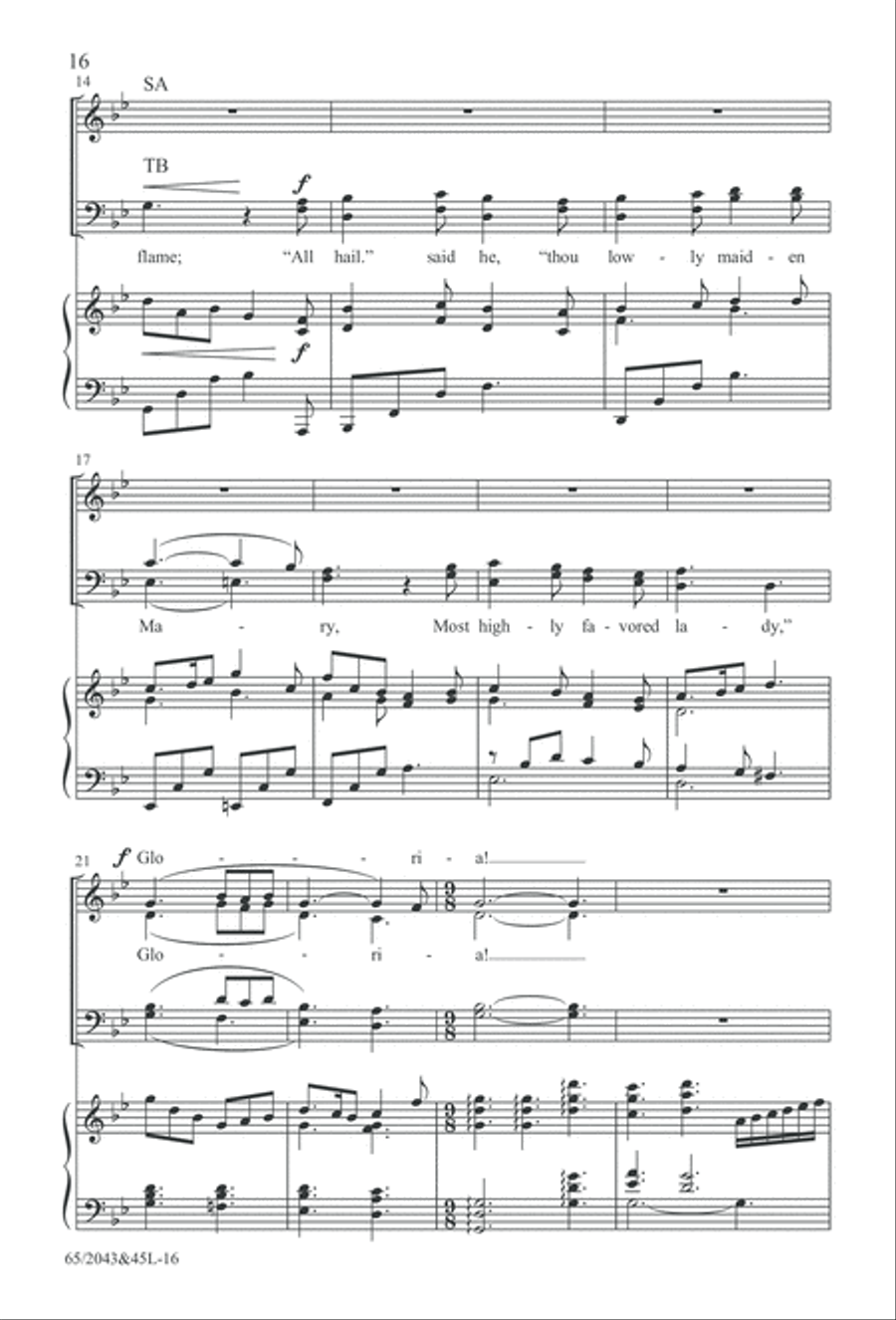 A Blest Messiah Born (Digital Download) 4-Part scores gallery preview page 16