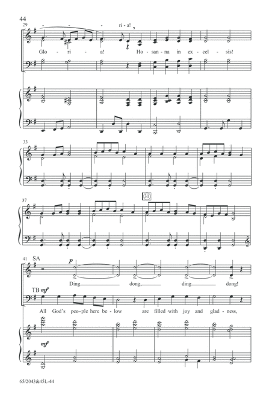 A Blest Messiah Born (Digital Download) 4-Part scores gallery preview page 44