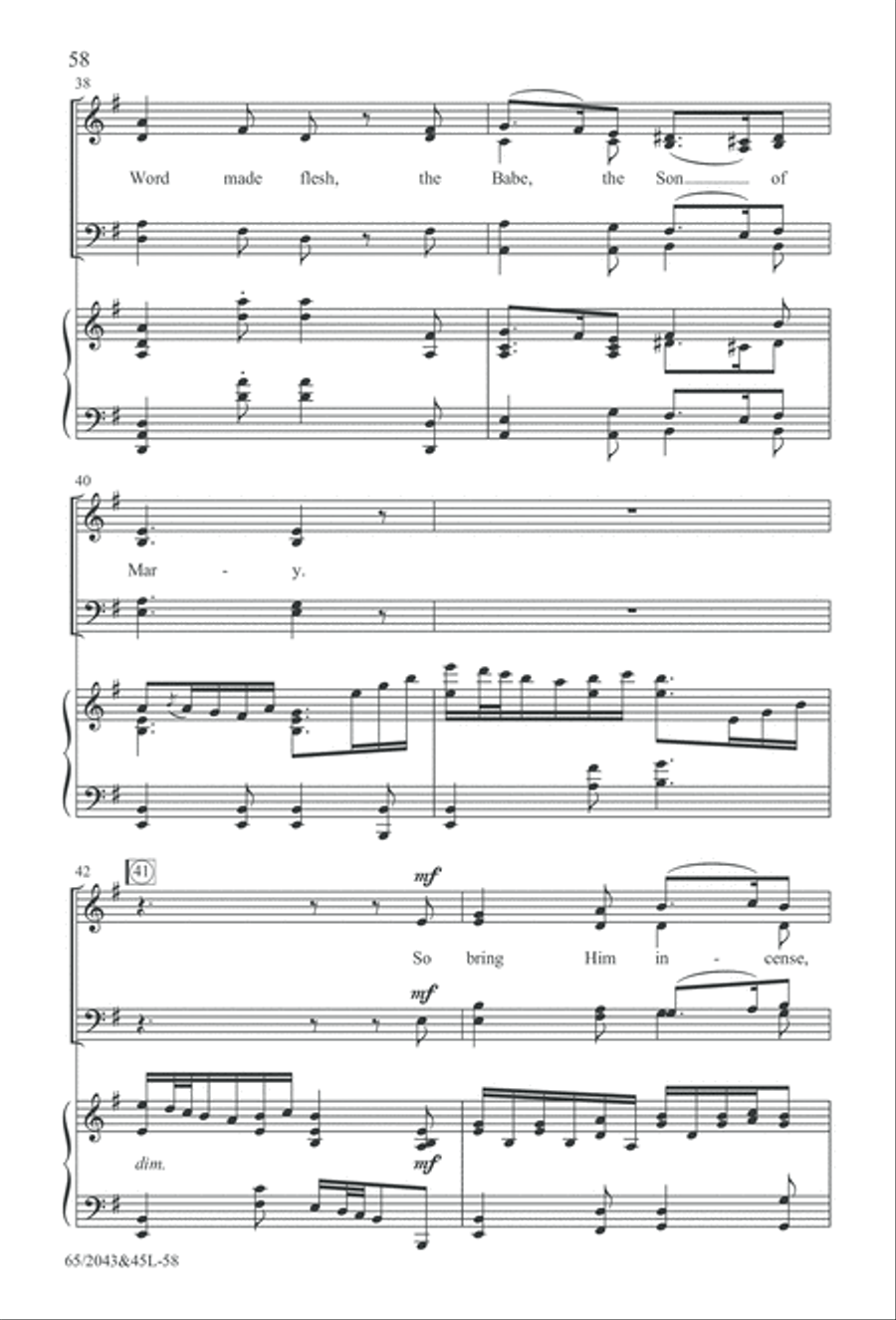 A Blest Messiah Born (Digital Download) 4-Part scores gallery preview page 58