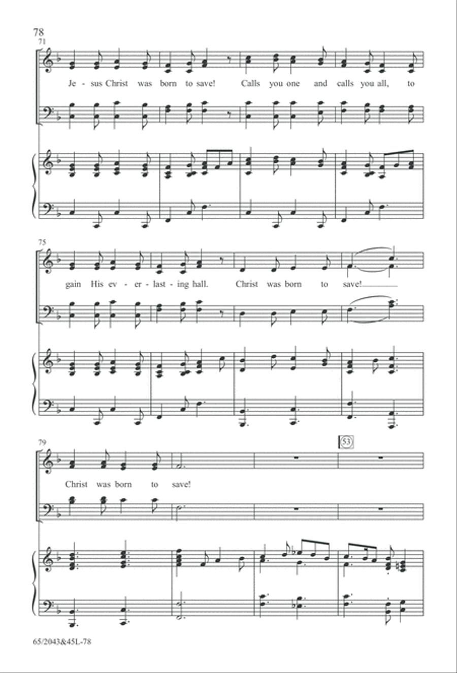 A Blest Messiah Born (Digital Download) 4-Part scores gallery preview page 78