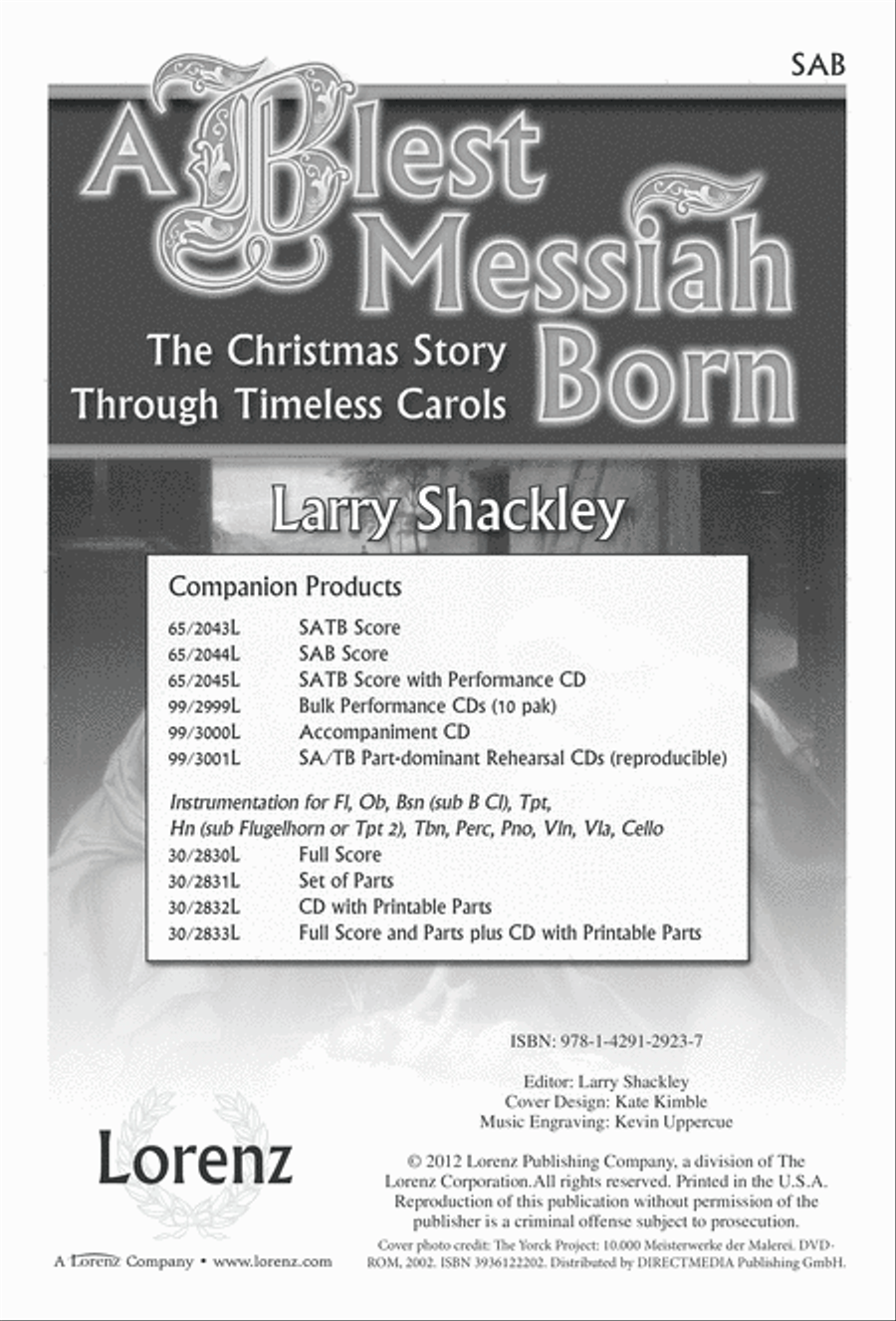 A Blest Messiah Born (Digital Download) 3-Part scores gallery preview page 1