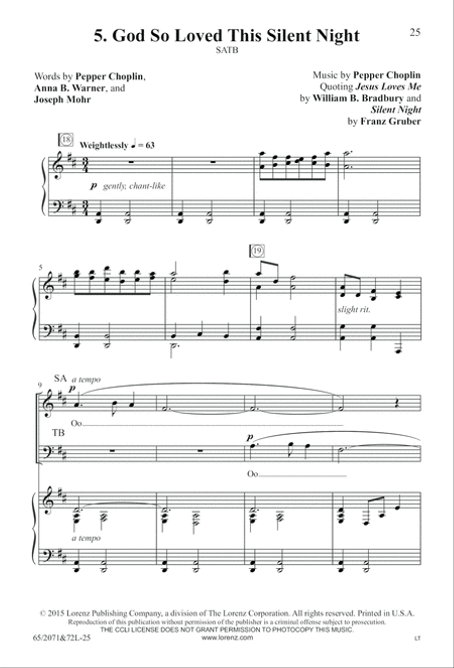 One Silent Night (Digital Download) 4-Part scores gallery preview page 25