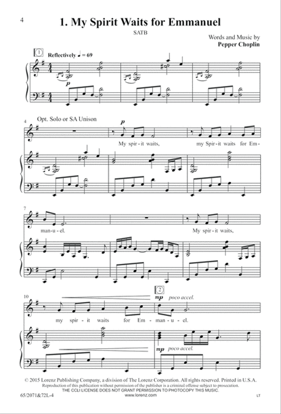 One Silent Night (Digital Download) 4-Part scores gallery preview page 4