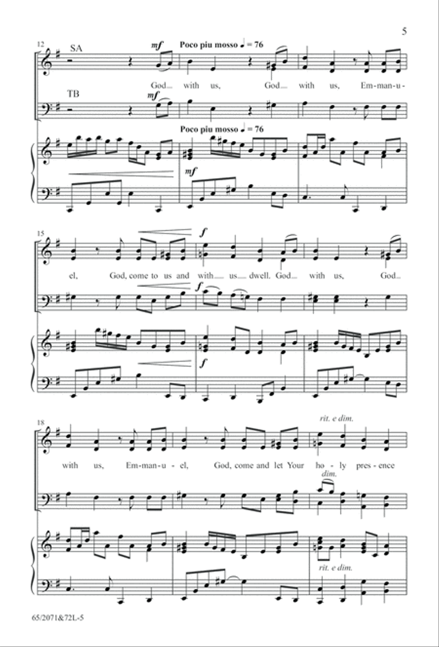 One Silent Night (Digital Download) 4-Part scores gallery preview page 5