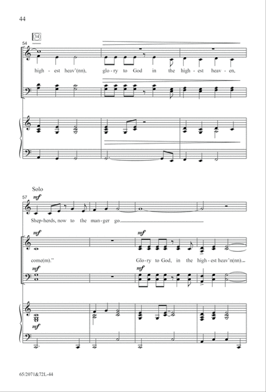 One Silent Night (Digital Download) 4-Part scores gallery preview page 44