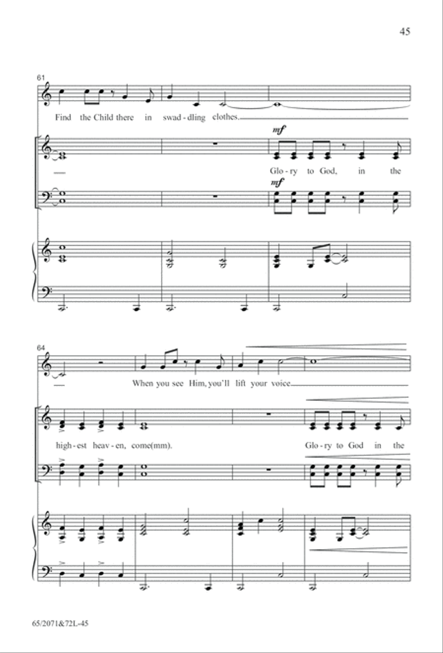 One Silent Night (Digital Download) 4-Part scores gallery preview page 45