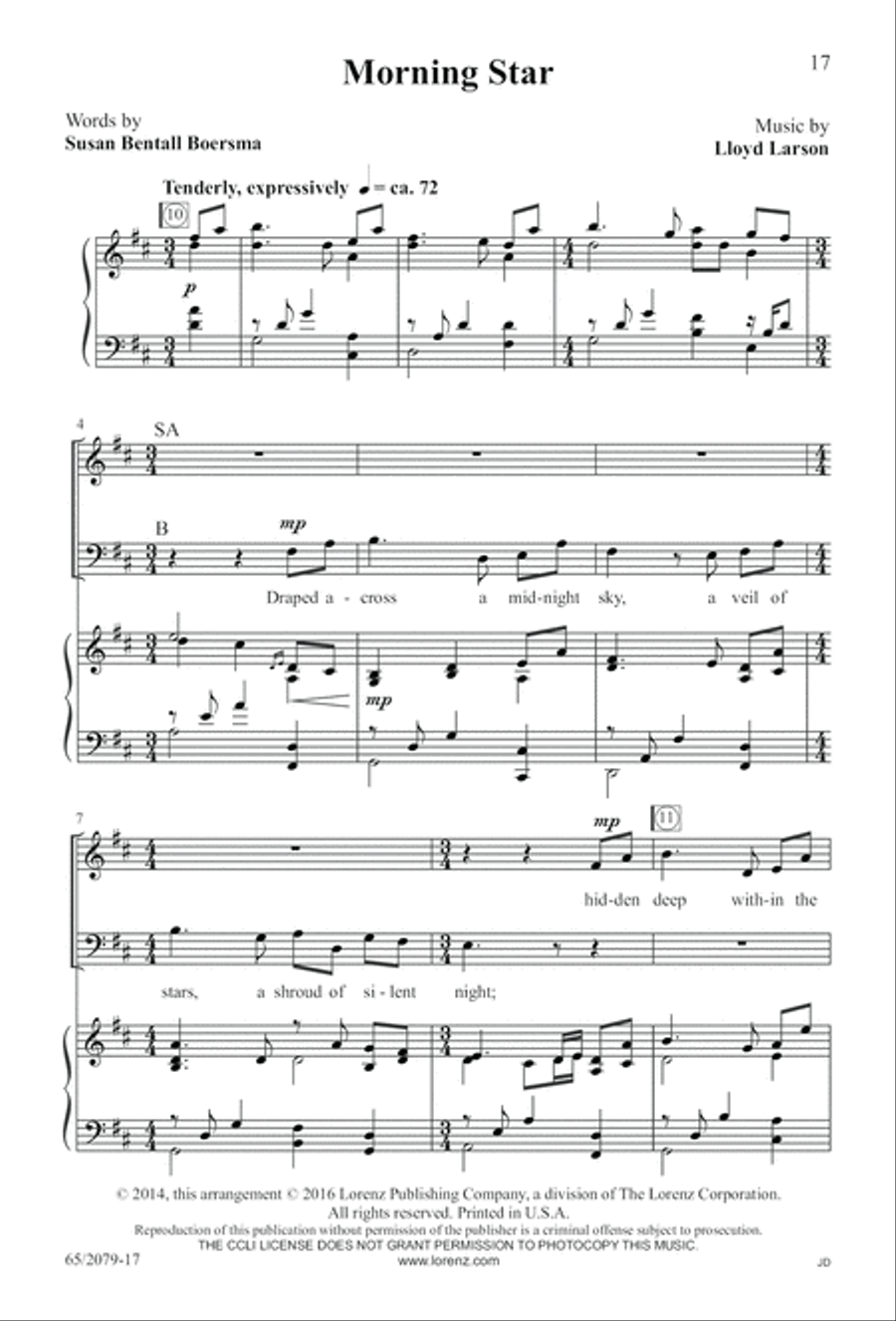 Morning Star SAB (Digital Download) 3-Part scores gallery preview page 17