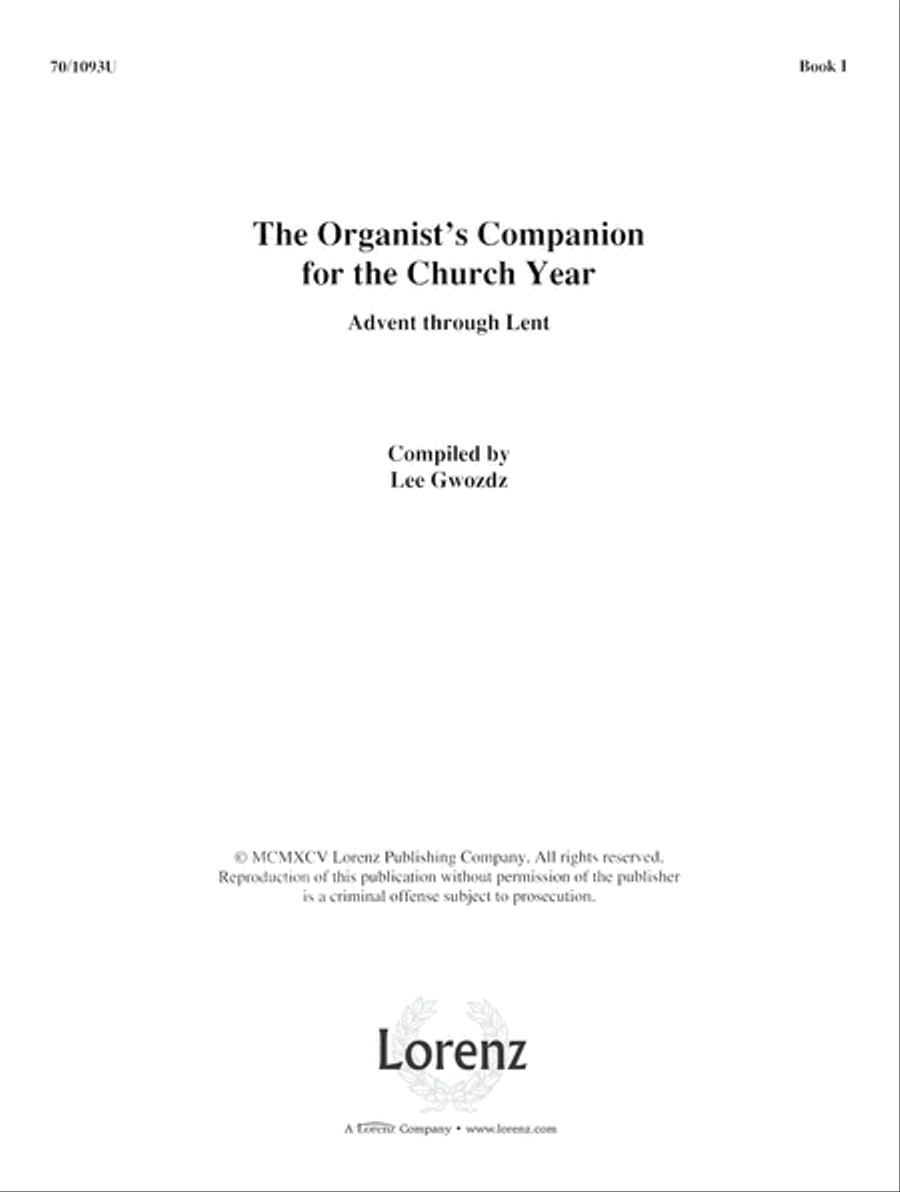 The Organist's Companion for the Church Year, Book I (Digital Download) Organ scores gallery preview page 1
