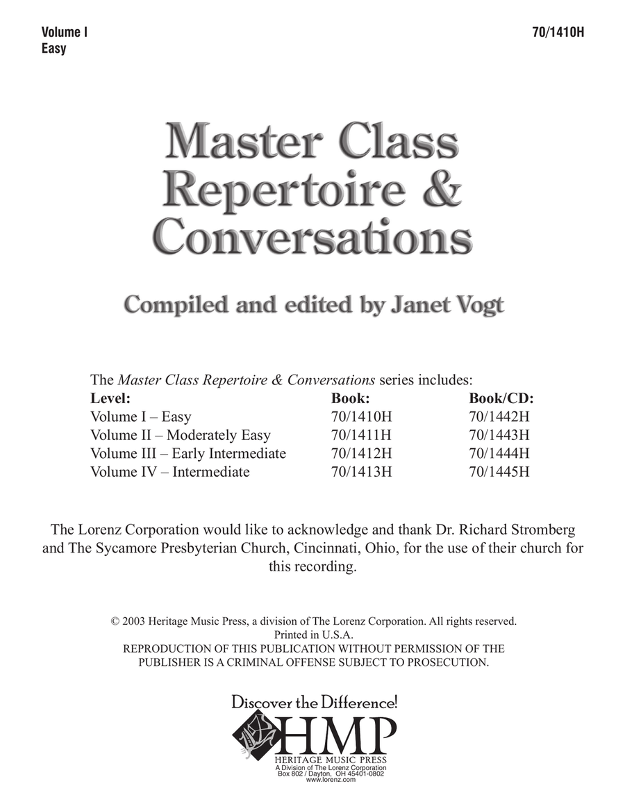 Master Class Repertoire & Conversations - Vol. 1 (Digital Download) Piano Solo scores gallery preview page 1