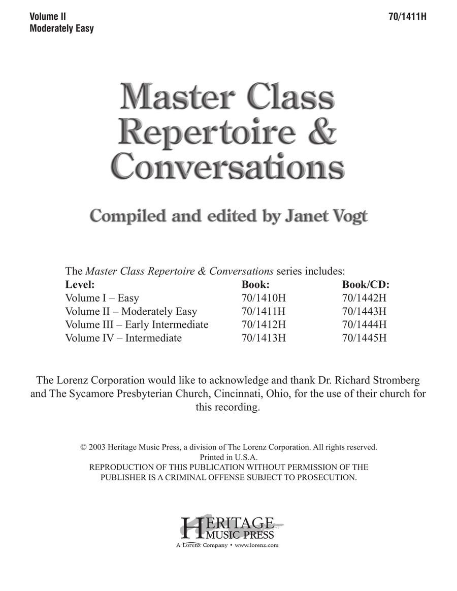 Master Class Repertoire & Conversations - Vol. 2 (Digital Download) Piano Solo scores gallery preview page 1