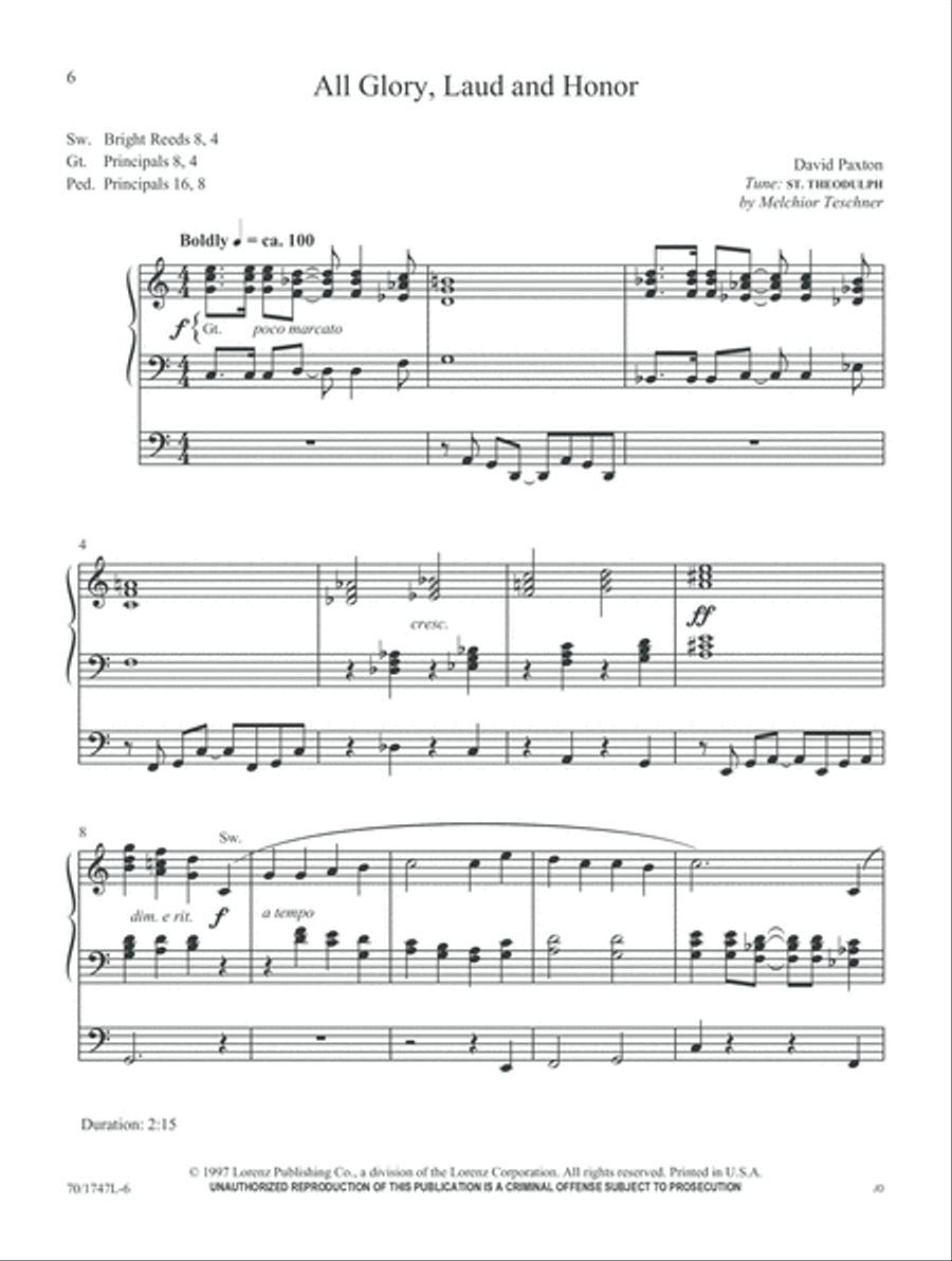 All Glory, Laud and Honor (Digital Download) Organ scores gallery preview page 6